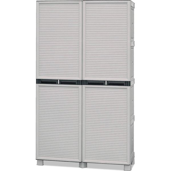 Dmora Armadio Da Esterno Allain 39X100X172H Cm Grigio Chiaro, 2 Ante Resistente Ai Raggi Uv, Impermeabile Italy-image