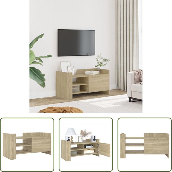 The Living Store Mobile Tv Rovere Sonoma 80X35X40 Cm Materiale In Legno-image