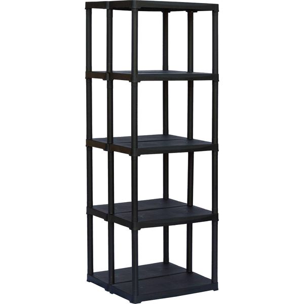 Dmora Armadio Da Esterno Aurelian 59X60X176H Cm Nero Antracite, 4 Vani Resistente Ai Raggi Uv Italy-image
