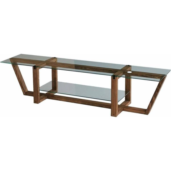 Dmora Mobile Porta Tv Arienzo 35X158X35H Cm Marrone Noce, Un Vano 2 Ripiani-image