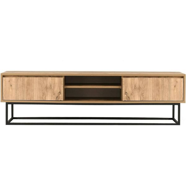 Dmora Mobile Porta Tv Kira 40X140X50H Cm Nero, Apertura Scorrevole 2 Vani-image