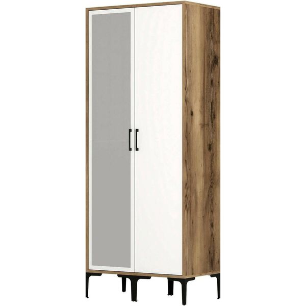 Dmora Guardaroba 2 Ante Anfo 47.5X201.4H Cm Bianco, Appendiabiti 2 Ante-image