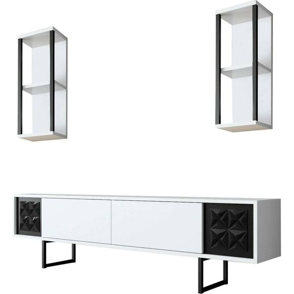 Dmora Mobile Porta Tv Axa 30X180X48H Cm Bianco, Modulabile Apertura A Ribalta-image