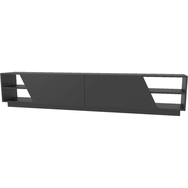 Dmora Mobile Porta Tv Apat 37.1X240X47.4H Cm Nero Antracite, Apertura A Ribalta 4 Vani-image