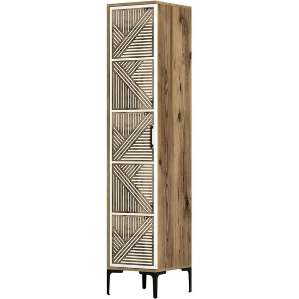 Dmora Armadio Multiuso 1 Anta Giusta 40X201.4H Cm Bianco, Un'anta 5 Vani-image