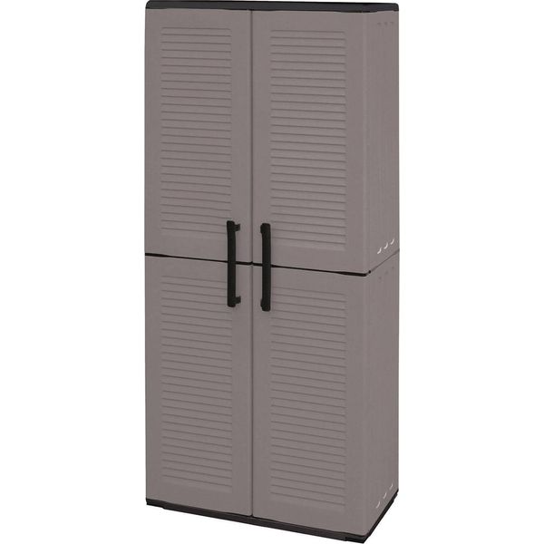 Dmora Armadio Da Esterno Akina 37X68X163H Cm Grigio, 2 Ante Resistente Ai Raggi Uv, Impermeabile Italy-image