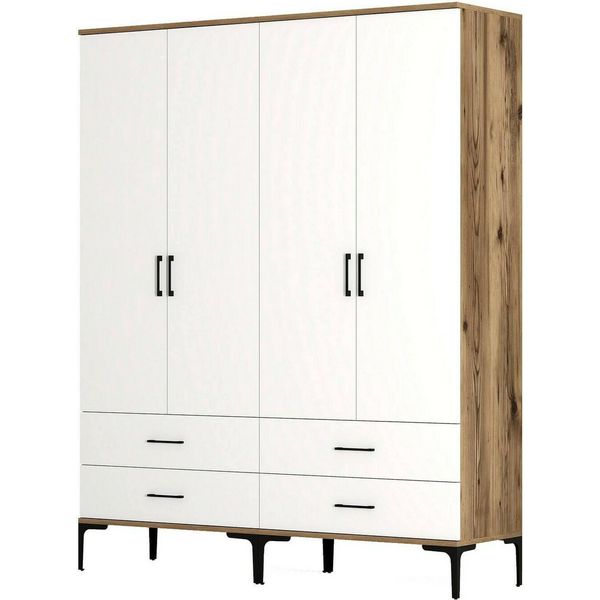 Dmora Guardaroba Grande Katrin 47.5X201.4H Cm Bianco, Appendiabiti 4 Ante-image