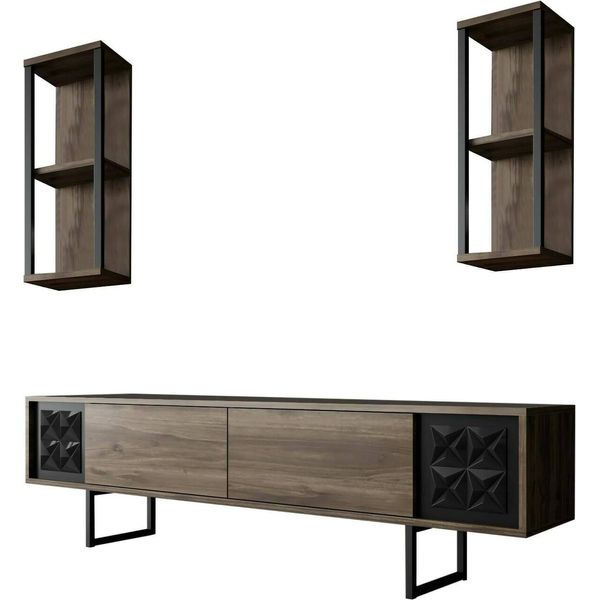Dmora Mobile Porta Tv Axa 30X180X48H Cm Marrone Noce, Modulabile Apertura A Ribalta-image