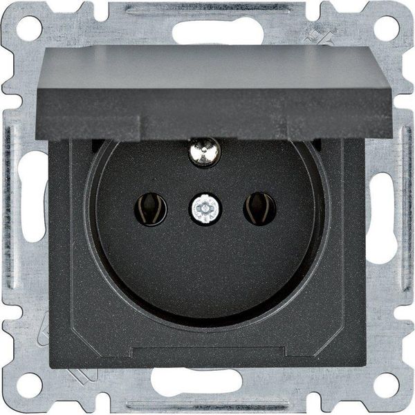 Presa Di Corrente Con Messa A Terra E Coperchio, 16 A/250 Vac, Nero WL1123 Lumina Hager-image
