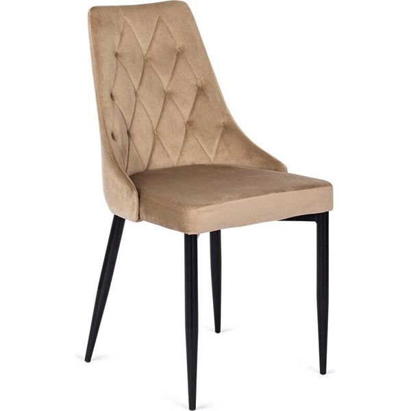Sedia Da Pranzo Imbottita "York"", In Beige Con Gambe Nere, 49 X 56 X 91 Cm"-image