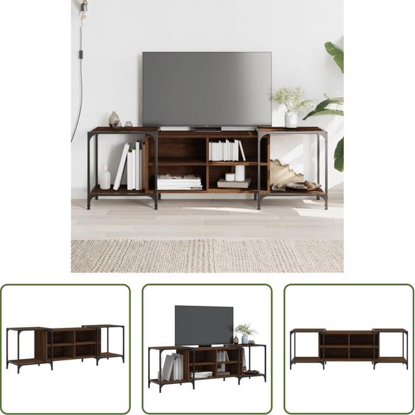 The Living Store Mobile Tv Look Rovere Marrone 153X37X50 Cm Materiale In Legno-image