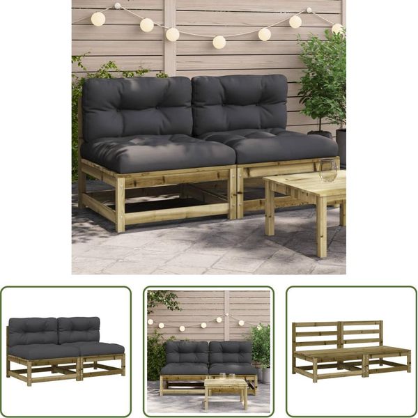 The Living Store Divani Da Giardino Senza Braccioli Con Cuscini 2 Pz. Legno Di Pino-image