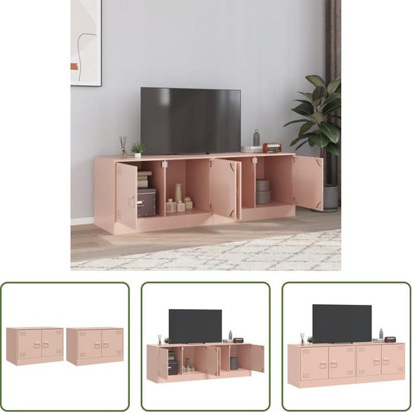 The Living Store Mobili Tv 2 Pz. Rosa 67X39X44 Cm Acciaio-image