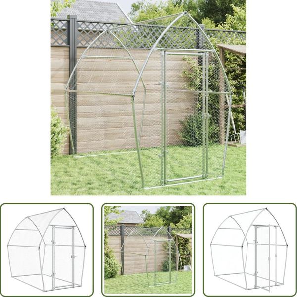 The Living Store Gabbia Per Polli Silver 200X105X182 Cm Acciaio Zincato-image