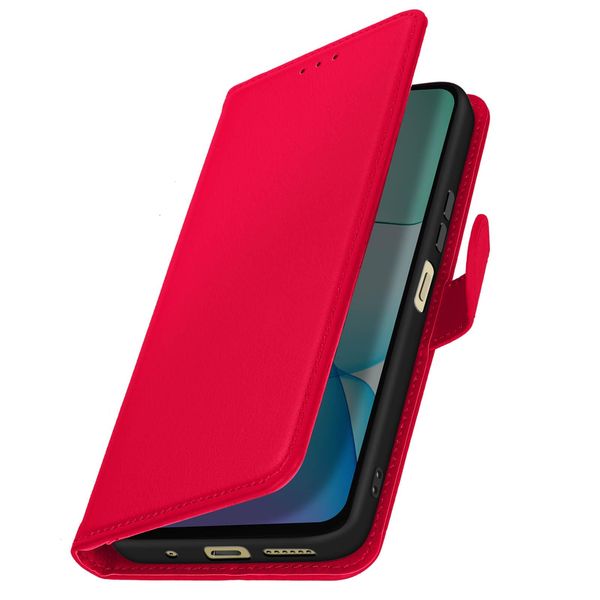 Avizar, Custodia Xiaomi Redmi 13 In Pelle Finta Con Slot Per Schede, Rosso-image