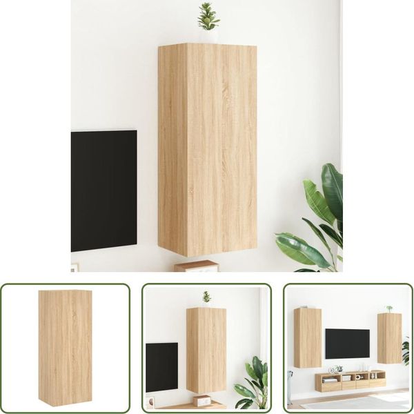 The Living Store Parete Tv Rovere Sonoma 40,5X30X102 Cm Materiale In Legno-image
