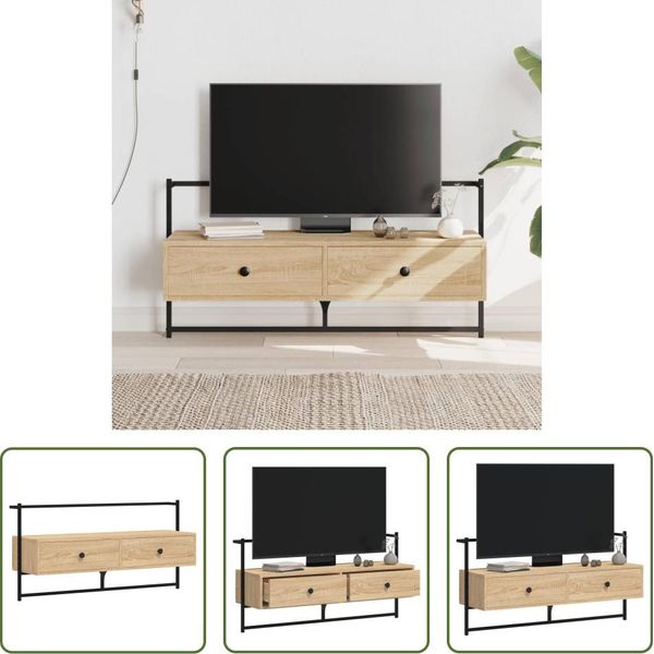 The Living Store Parete Tv Rovere Sonoma 100,5X30X51 Cm Materiale In Legno-image