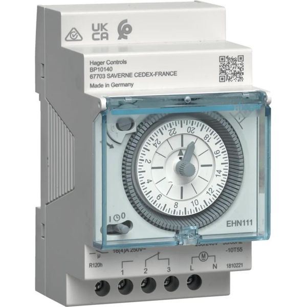 Hager Interruttore Orario Elettromeccanico EHN111 Con Riserva Di Carica Timer Giornaliero 1W 16A 1 (EHN111)-image