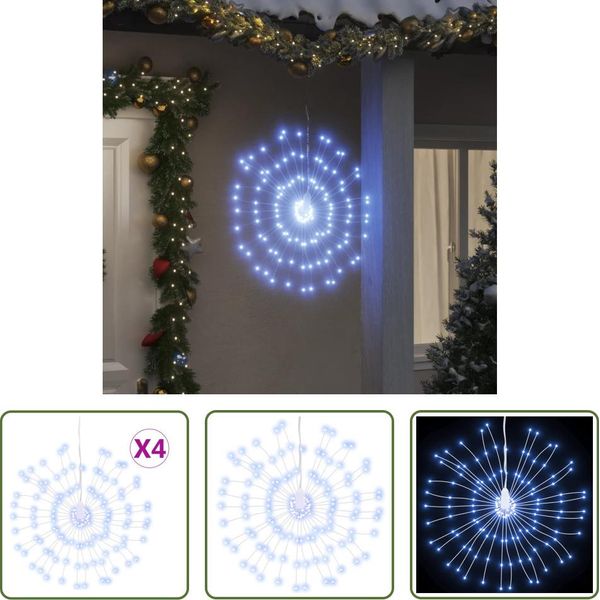 The Living Store Luci Di Natale Pirotecniche 4 Pezzi 140 Led Bianco Freddo 17Cm-image