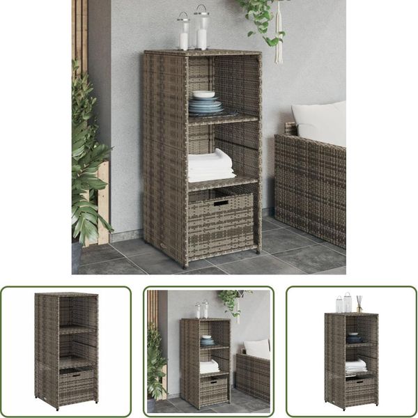 The Living Store Mobile Da Giardino Grigio 50X55X115 Cm Poly Rattan-image