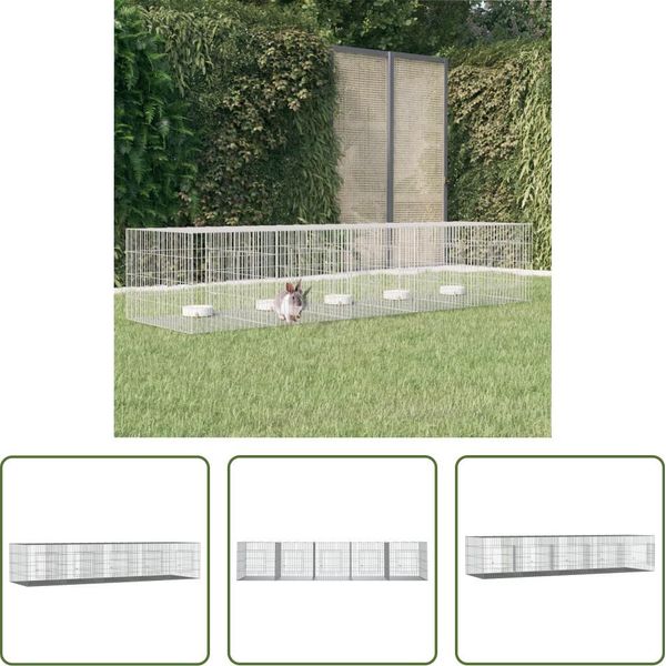 The Living Store Gabbia Per Conigli 5 Pannelli 273X79X54 Cm Ferro Zincato-image