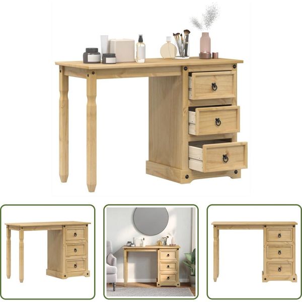 The Living Store Tavolino 110X50X75 Cm In Legno Di Pino Massiccio-image