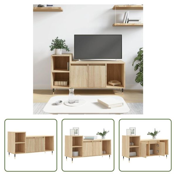 The Living Store Mobile Tv Rovere Sonoma 100X35X55 Cm Materiale In Legno-image