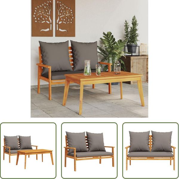 The Living Store Set Di Divani Da Giardino Con Cuscini In Legno Massiccio Di Acacia-image