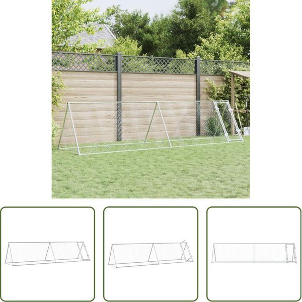 The Living Store Gabbia Per Polli Silver 400X105X91 Cm Acciaio Zincato-image