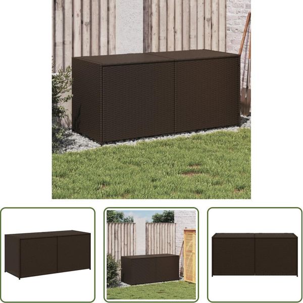 The Living Store Gartentruhe Braun 283L Poly Rattan-image