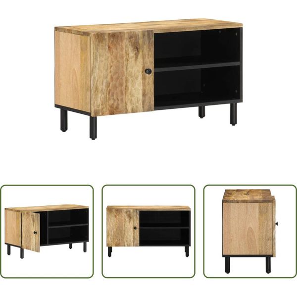 The Living Store Mobile Tv 80X31X46 Cm Legno Massiccio Mango-image