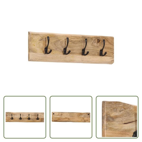 The Living Store Appendiabiti Da Parete Con 4 Ganci In Legno Massiccio Di Mango-image