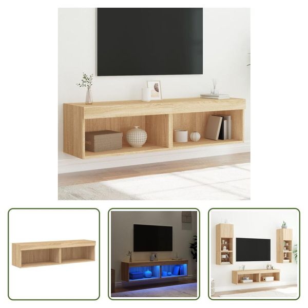 The Living Store Mobili Tv Con Luci Led 2 Pezzi Rovere Sonoma 60X30X30 Cm-image