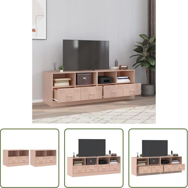 The Living Store Mobili Tv 2 Pz. Rosa 67X39X44 Cm Acciaio-image