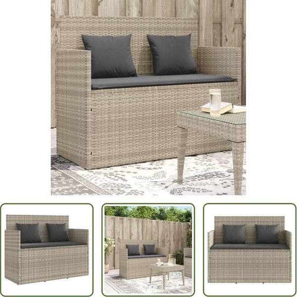 The Living Store Panchina Da Giardino Con Cuscini In Poly Rattan Grigio Chiaro-image