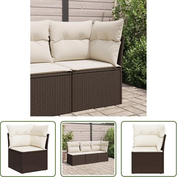 The Living Store Divano Angolare Da Giardino Con Cuscini In Poly Rattan Marrone-image