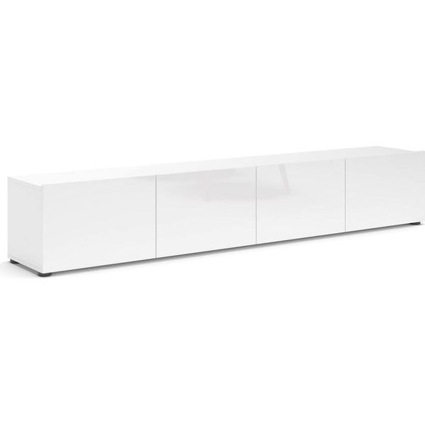 Dmora Mobile Porta Tv Ame 38X225X39H Cm Bianco Lucido, 4 Ante Italy-image