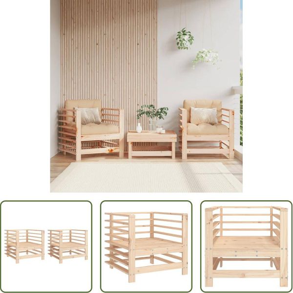 The Living Store Sedie Da Giardino 2 Pezzi. Legno Di Pino Massiccio-image