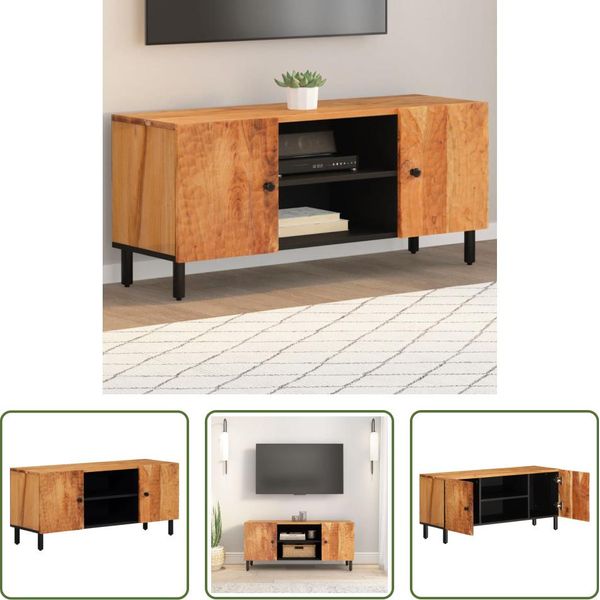 The Living Store Mobile Tv 105X33X46 Cm In Legno Massiccio Di Acacia-image