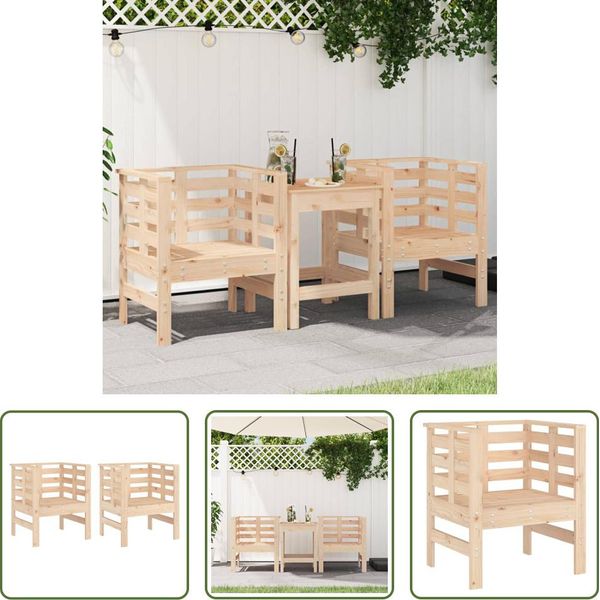 The Living Store Sedie Da Giardino 2 Pezzi 61,5X53X71 Cm In Legno Di Pino Massiccio-image