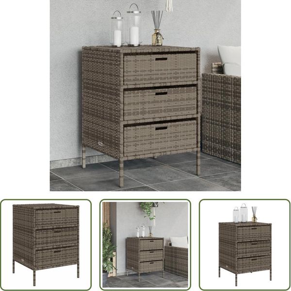 The Living Store Mobile Da Giardino Grigio 55X59X80 Cm Poly Rattan-image