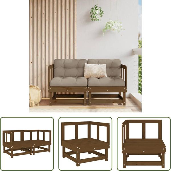 The Living Store Divani Angolari Da Giardino 2 Pz. Legno Di Pino Massiccio Marrone Miele-image