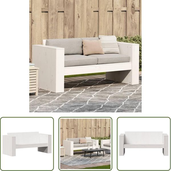 The Living Store Divano Da Giardino 2 Posti Bianco 134X60X62 Cm In Legno Di Pino Massiccio-image