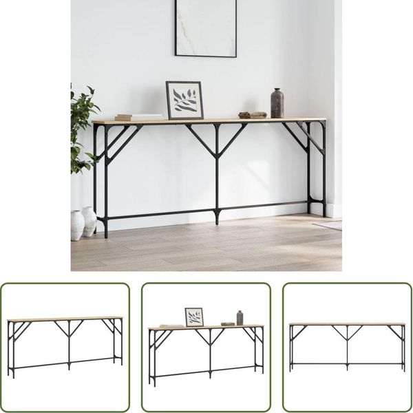 The Living Store Consolle In Rovere Sonoma 180X23X75 Cm Materiale A Base Di Legno-image