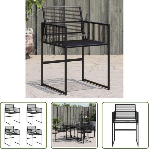 The Living Store Sedie Da Giardino 4 Pezzi In Poly Rattan Nero-image