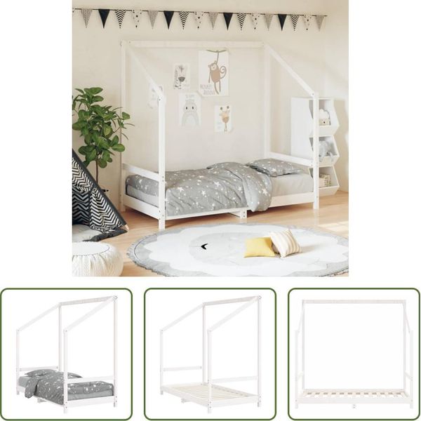 The Living Store Lettino Bianco 80X160 Cm In Legno Di Pino Massiccio-image