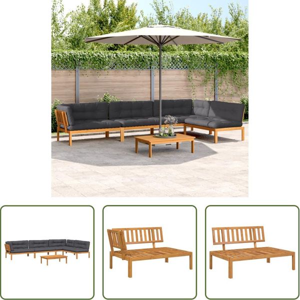 The Living Store Set Di Divani Da Giardino Da 5 Pezzi In Pallet Con Cuscini In Legno D'acacia-image