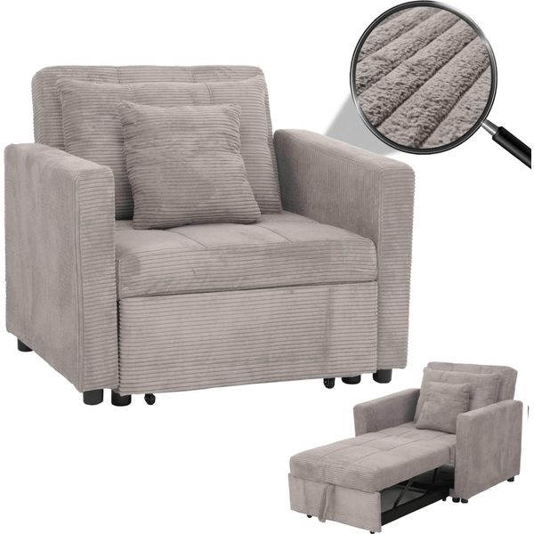 HWC-L90 Poltrona Letto, Poltrona Pieghevole Letto Per Ospiti Reclinabile, Superficie Reclinabile 200X100Cm Tessuto/Corda Tessile ~ Grigio Chiaro-image