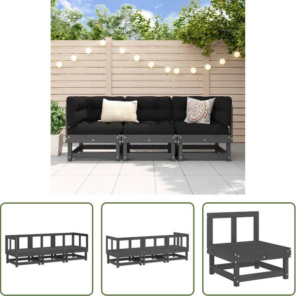 The Living Store Set Da Giardino 3 Pezzi In Legno Di Pino Massiccio Grigio-image