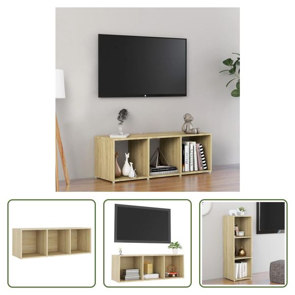 The Living Store Mobile Tv Rovere Sonoma 107X35X37 Cm Materiale Legno-image